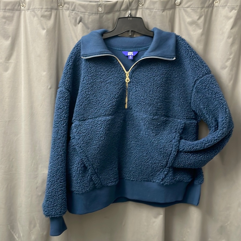 Joy Lab Blue Teddy Bear 1/4 Zip
